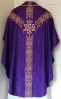 Purple Gothic Chasuble traditional, silk damask GL004